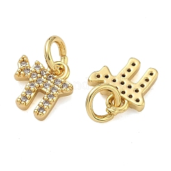 Brass Micro Pave Clear Cubic Zirconia Pendants&nbsp;KK-D229-02G