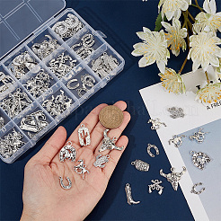 120Pcs 15 Styles Tibetan Style Alloy Pendants&nbsp;TIBE-PH0002-15
