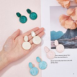 4 Pairs 4 Colors Alloy Enamel Flat Round Dangle Stud Earrings for Women&nbsp;EJEW-FI0002-65