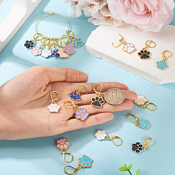 20Pcs 10 Colors Paw Print Alloy Enamel Pendant Locking Stitch Markers&nbsp;HJEW-TAC0097