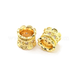 Brass Micro Pave Cubic Zirconia European Beads&nbsp;KK-H452-14G