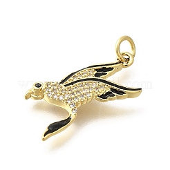 Brass Micro Pave Clear Cubic Zirconia Enamel Pendants&nbsp;KK-M297-02G