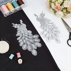 4Pcs 2 Styles Silver and Gold Thread with Resin and Rhinestones Applique Embroidery&nbsp;DIY-PH0038-76D