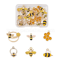 24Pcs 6 Style Zinc Light Gold Alloy Enamel Pendants&nbsp;ENAM-YS0001-05