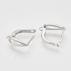 Brass Hoop Earring Findings with Latch Back Closure&nbsp;KK-T048-020P-NF