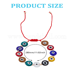 1Pc 10mm Colorful Glass Evil Eye Adjustable Braided Bead Bracelets for Women Men&nbsp;BJEW-LP0004-14