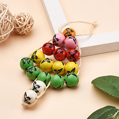 80Pcs 8 Colors Printed Natural Wood Beads&nbsp;WOOD-FW0001-09