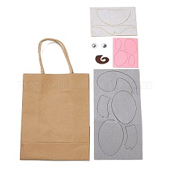 DIY Rectangle with Elephant Pattern Kraft Paper Bag Making Set&nbsp;DIY-F079-10