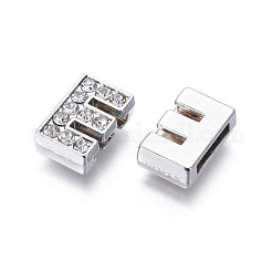 Alloy Initial Slide Charms with Grade A Rhinestones&nbsp;ALRI-R032-E-FF