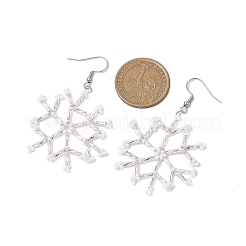 Glass Snowflake Dangle Earrings&nbsp;EJEW-MZ00253