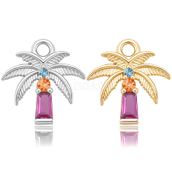 10Pcs 2 Colors Brass Micro Pave Cubic Zirconia Pendants&nbsp;KK-BBC0028-14