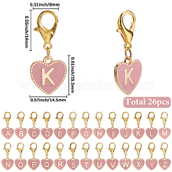 26Pcs Heart with Letter A~Z Alloy Enamel Charm Locking Stitch Marker&nbsp;HJEW-SC00138