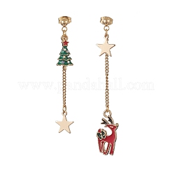 Christmas Theme Alloy Enamel Asymmetrical Earrings&nbsp;EJEW-JE05231