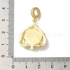 Rack Plating Brass Micro Pave Clear Cubic Zirconia European Dangle Charms&nbsp;KK--G504-22G-01