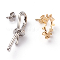Stainless Steel & Brass Stud Earring Findings&nbsp;STAS-XCP0001-26