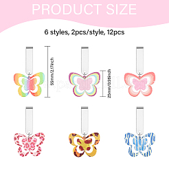 12Pcs 6 Styles Butterfly Acrylic Shoe Charms&nbsp;HJEW-CA00015