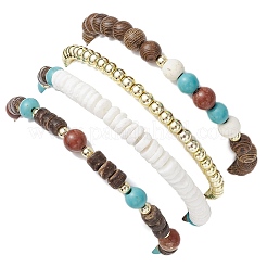4Pcs 4 Styles Natural & Synthetic Gemstone & Wood Beaded Stretch Bracelets for Women Men&nbsp;BJEW-JB11562