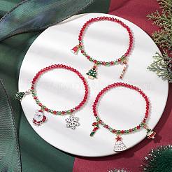 3Pcs 3 Styles Christmas Theme Glass Beaded Stretch Bracelet Sets for Women&nbsp;BJEW-TA00534