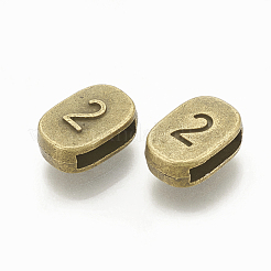 Tibetan Style Alloy Number Slide Charms&nbsp;TIBEB-R066-02-FF