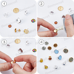 60Pcs 2 Colors 304 Stainless Steel Stud Earring Settings&nbsp;STAS-BBC0009-84