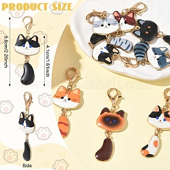 8Pcs Cat Shape Alloy Enamel Pendant Decorations&nbsp;HJEW-YW00547