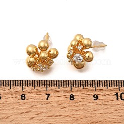Flower Brass Micro Pave Clear Cubic Zirconia Stud Earrings&nbsp;EJEW-B148-01G