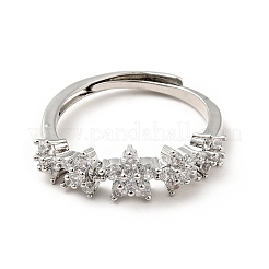 Clear Cubic Zirconia Flower Adjustable Ring&nbsp;RJEW-I087-08P