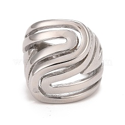 Non-Tarnish 304 Stainless Steel Wave Chunky Ring&nbsp;RJEW-B040-11P