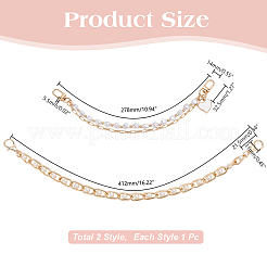 2Pcs 2 Styles Alloy & Nuggets White ABS Plastic Imitation Pearl Beaded Bag Handles&nbsp;FIND-AR0005-97
