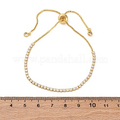 Brass Pave Clear Cubic Zirconia Horse Eye Box Chain Slider Bracelets&nbsp;BJEW-YWC0002-06B-G