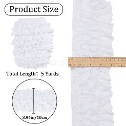 5 Yards 3-Layer Pleated Polyester Chiffon Lace Trim&nbsp;OCOR-WH0082-01A