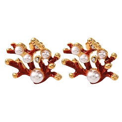 304 Stainless Steel Enamel Coral Shape Stud Earrings&nbsp;EJEW-L304-11G
