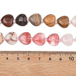 Gradient Color Cherry Quartz Glass & Natural Rose Quartz & Red Netstone & Picture Jasper & Petrified Wood Beads Strands&nbsp;G-B185-A10
