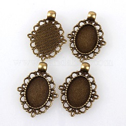 Vintage Tibetan Alloy Pendant Cabochon Bezel Settings&nbsp;TIBEP-M018-38AB-NF