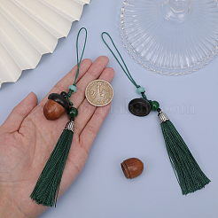 Sandalwood Acorn Pendants Decorations&nbsp;HJEW-WH0039-30