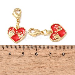 Heart with Hand Pattern Brass Enamel Pendant Decorations&nbsp;KK-T083-01L-G
