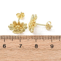 Valentine's Day Flower Brass Stud Earrings&nbsp;EJEW-D351-03G