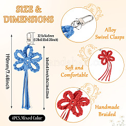 4Pcs Flower Cotton Threads Pendants Decorations&nbsp;HJEW-TA00406