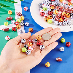 120Pcs 12 Styles Sports Style Acrylic Beads&nbsp;MACR-TA0002-28