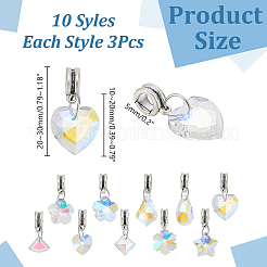 30Pcs 10 Styles Electroplated Glass European Dangle Charms&nbsp;PALLOY-AR00049