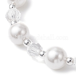 Shell Pearl & Glass Round Beaded Bracelets&nbsp;BJEW-JB11857-01