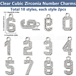 20Pcs 10 Styles Brass Micro Pave Clear Cubic Zirconia Pendants&nbsp;ZIRC-SC0001-31
