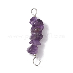 10Pcs 5 Styles Constellation Natural Gold Rutilated Quartz & Amethyst & Golden Sheen Obsidian & Strawberry Quartz & Lapis Lazuli Copper Wire Wrapped Chip Beaded Connector Charms&nbsp;PALLOY-JF02905-03