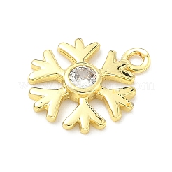 Christmas Brass Pave Clear Cubic Zirconia Charms&nbsp;KK-G548-04G