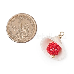 Clam Shell & Glass Seed Beaded Pendants&nbsp;PALLOY-MZ00526