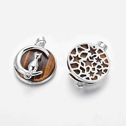 Natural Tiger Eye Kitten Pendants&nbsp;G-J386-B08