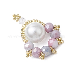 Glass Seed Beaded Paw Print Pendants&nbsp;PALLOY-MZ00572-03