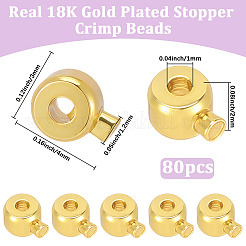 80Pcs Brass Crimp Beads&nbsp;KK-BBC0025-89G