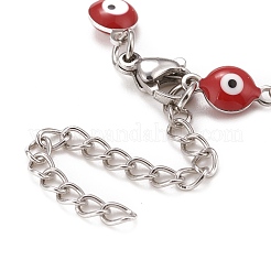 Enamel Oval with Evil Eye Link Chains Bracelet&nbsp;BJEW-P271-04P