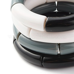 Opaque Chunky Acrylic Curved Tube Beads Stretch Bracelets for Men Women&nbsp;BJEW-JB07317